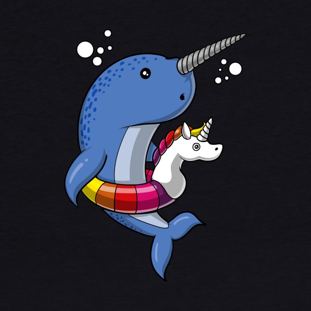 Narwhal Fish Riding Unicorn Float by underheaven